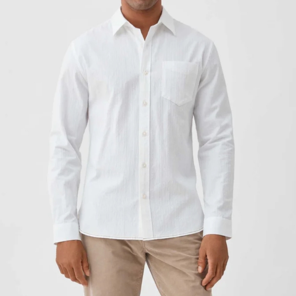 Surfside Supply Mens Slub Shirt In White Gauzy Cotton Button Down L